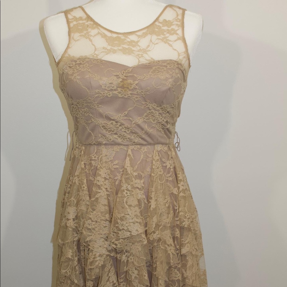 Tan ruffle dress